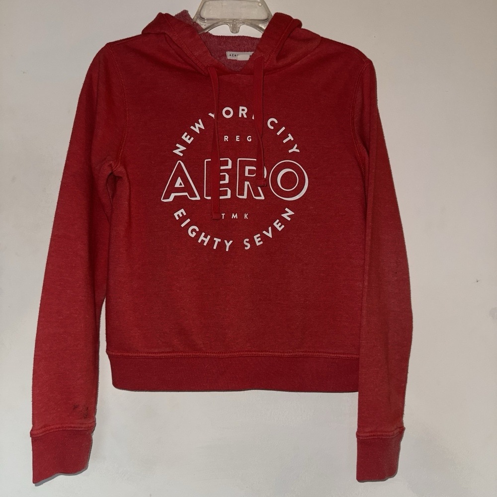 Aéropostale Small Hoodie Red Women's Pullover Cotton Blend Long Sleeve